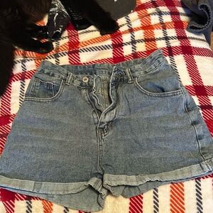 High waisted jean shorts
